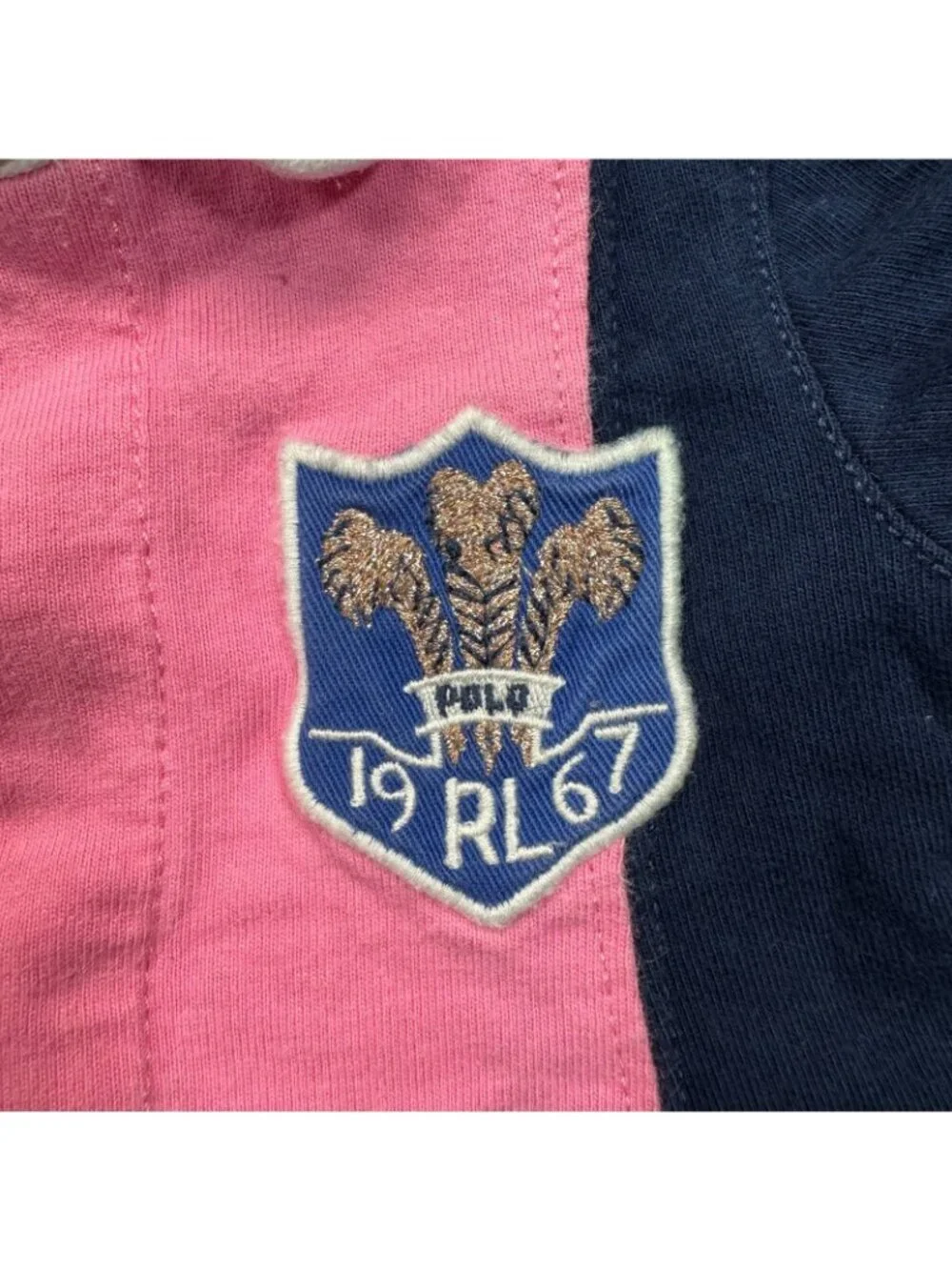 Ralph Lauren Dress Girls 6M Pink Cotton Colorblock Shirt Polo Collared Casual